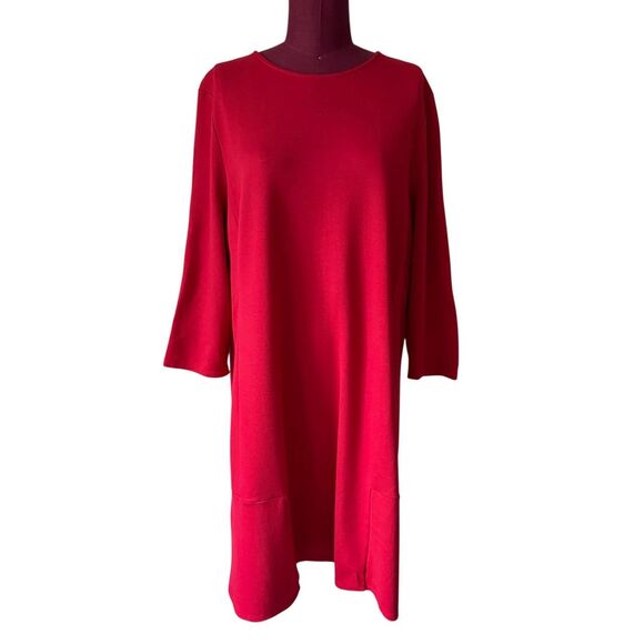 NEW J Jill Gorgeous Multi seamed  Dress size XL Petite True Red Quarter Sleeves - Picture 2 of 10